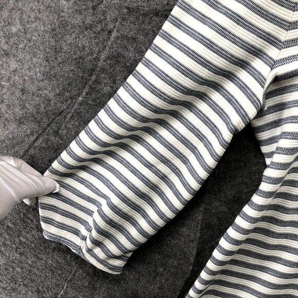 Talbots Textured Knit Top Womens XS Balloon Sleeve White Blue Striped Nautical - Picture 5 of 9